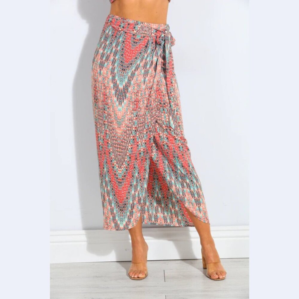 NWT Veronica M Cascade Woven Wrap Skirt Size XS